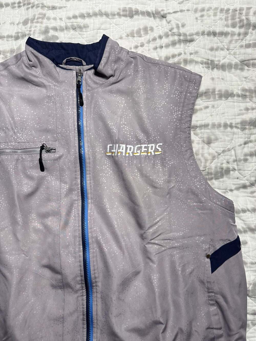 Reebok San Diego Chargers NFL Authentic Sideline System Control Vest Gray Large